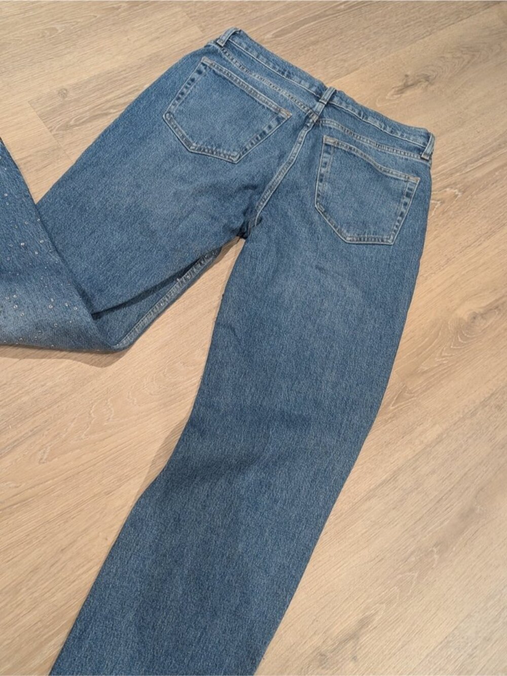 Zara Crystals & rhinestones  High-Rise Wide Leg Jeans with Sparkle - Picture 12 of 16